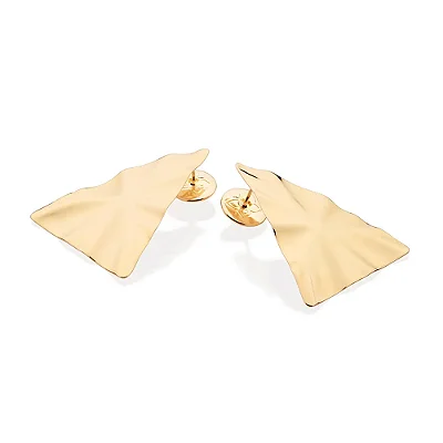 MAXI BRINCO TRIANGULAR FOLHEADO A OURO TEXTURA ONDULADA. MED 3,9CM ROMMANEL 527420