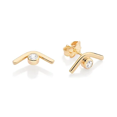 BRINCO CURVADO FOLHEADO A OURO COM ZIRCÔNIAS. MED 1,40CM ROMMANEL 527424