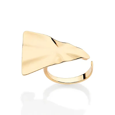 MAXI ANEL AJUSTÁVEL FOLHEADO A OURO FORMATO TRIANGULAR ROMMANEL 513542