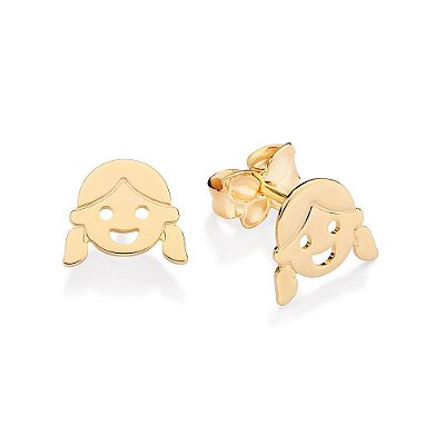 BRINCO ROSTO DE MENINA FOLHEADO A OURO. MED 0,80CM ROMMANEL 527437