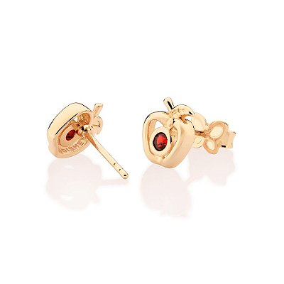 BRINCO MAÇA FOLHEADO A OURO COM ZIRCÔNIA VERMELHO. MED 0,80CM ROMMANEL 527468