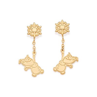 BRINCO PÊNDULO FOLHEADO A OURO OLAF E FLOCO. MED 3CM ROMMANEL 527471