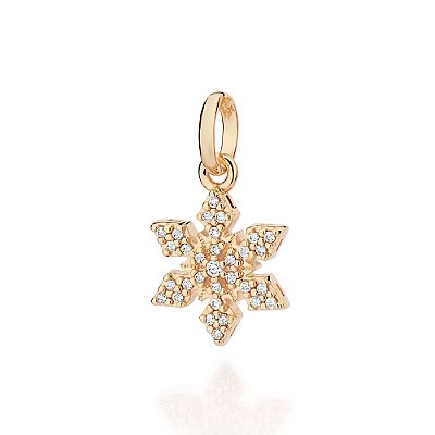 PINGENTE FLOCO DE NEVE FOLHEADO A OURO COM ZIRCÔNIAS. MED 2,3CM ROMMANEL 542932