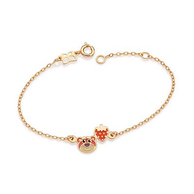 PULSEIRA LOTSO E MORANGO FOLHEADO A OURO COM APLIQUE DE RESINA. MED 16CM ROMMANEL 552191