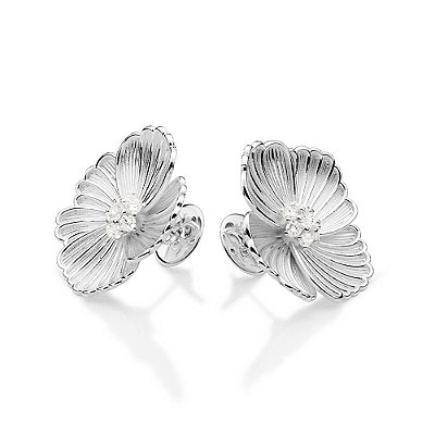 BRINCO BOTÃO FLOR PRATA 925 COM ZIRCÔNIAS. MED 2,9CM ROMMANEL 820265