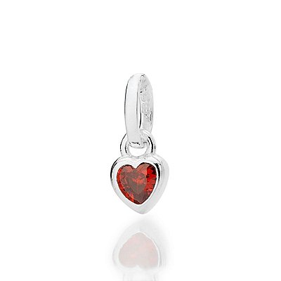 PINGENTE SOLITÁRIO PRATA 925 CORAÇÃO COM ZIRCÔNIA VERMELHO. MED1,2CM ROMMANEL 840225