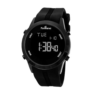 RELÓGIO DIGITAL LCD PRETO COM PULSEIRA DE SILICONE ROMMANEL 650033