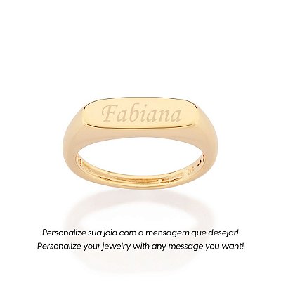 ALIANÇA RETANGULAR PERSONALIZÁVEL FOLHEADO A OURO ROMMANEL 513580