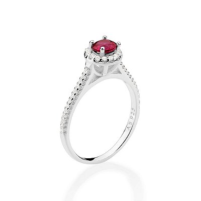 ANEL SOLITÁRIO PRATA 925 COM ZIRCÔNIAS ROSA COM BRANCO ROMMANEL 810334