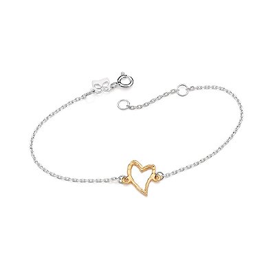 PULSEIRA PRATA 925 COM CORAÇÃO FOLHEADO A OURO. MED 19CM ROMMANEL 850088