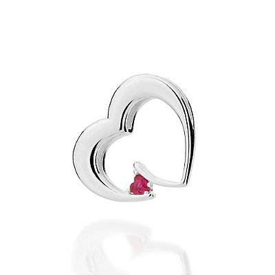 PINGENTE CORAÇÃO PRATA 925 COM ZIRCÔNIA ROSA ESCURO. MED 2CM ROMMANEL 840231