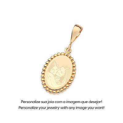 MEDALHA OVAL FOLHEADO A OURO PERSONALIZÁVEL COM ESFERAS. MED 3,30CM ROMMANEL 542946