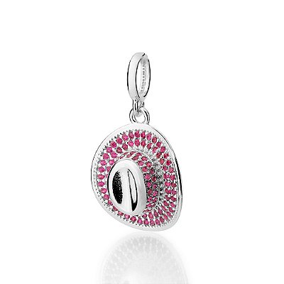 PINGENTE PRATA 925 CHAPÉU COM ZIRCÔNIAS ROSA ESCURO. MED 2,8CM ROMMANEL 840238