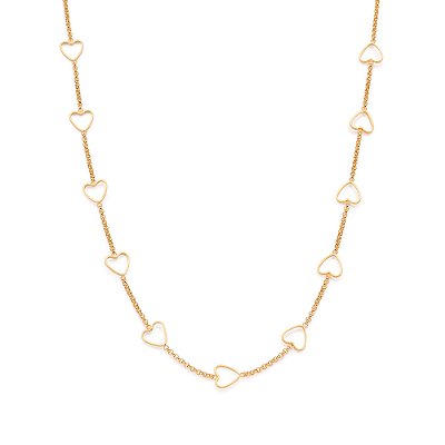 GARGANTILHA CORAÇÕES FOLHEADO A OURO. MED 50CM ROMMANEL 532609