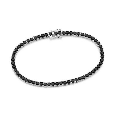PULSEIRA MASCULINA RIVIERA PRATA 925 COM ZIRCÔNIAS PRETO. MED 20CM ROMMANEL 850101
