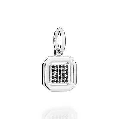 PINGENTE MASCULINO PRATA 925 OCTOGONAL COM ZIRCÔNIAS PRETO. MED 2,6CM ROMMANEL 840253