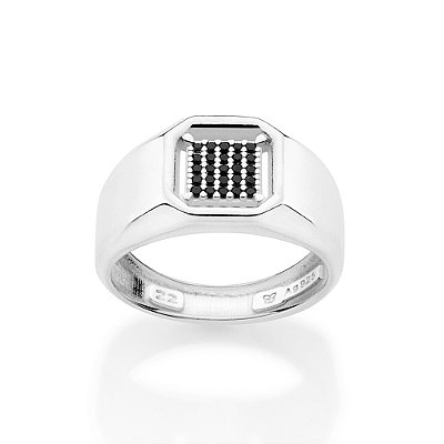 ANEL MASCULINO PRATA 925 PRATA 925 COM ZIRCÔNIAS ROMMANEL 810359
