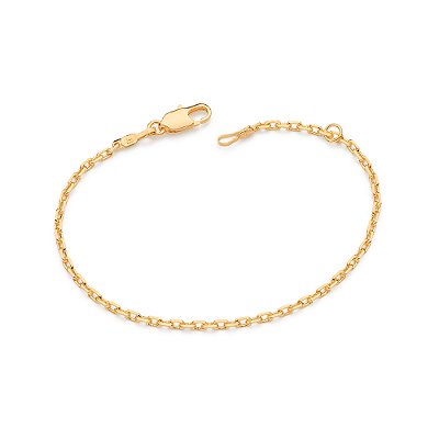 PULSEIRA INFANTIL MASCULINA FOLHEADO A OURO ELO CADEADO. MED 16CM ROMMANEL 552209