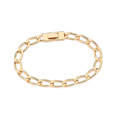 PULSEIRA MASCULINA FOLHEADO A OURO FIO ELO GROUMET LAMINADO. MED 20/21CM ROMMANEL 552204