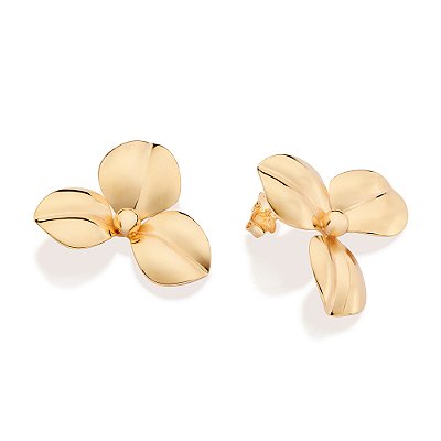 BRINCO FLOR ABAULADA FOLHEADO A OURO. MED 2,50CM ROMMANEL 527361