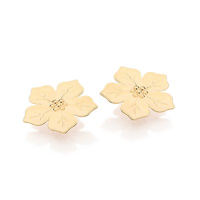 BRINCO BOTÃO FLOR FOLHEADO A OURO. MED 3,30CM ROMMANEL 527509