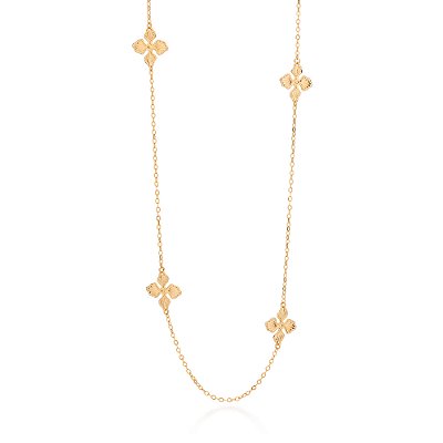 GARGANTILHA FLORES FOLHEADO A OURO. MED 60CM ROMMANEL 532594