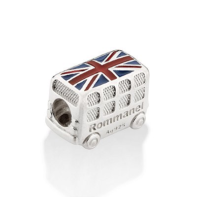 BERLOQUE PASSANTE PRATA 925 ÔNIBUS DA INGLATERRA COM APLIQUE DE RESINA. MED 1,5CM ROMMANEL 840166