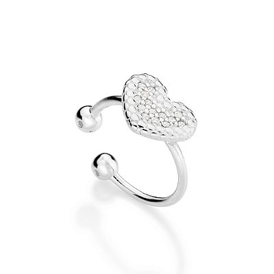 PIERCING DE PRESSÃO PRATA 925 CORAÇÃO COM ZIRCÔNIAS. MED 1,5CM ROMMANEL 820273