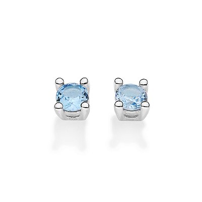 BRINCO SOLITÁRIO PRATA 925 COM ZIRCÔNIA AZUL CLARO. MED 0,50CM ROMMANEL 820276