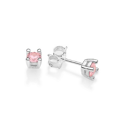 BRINCO SOLITÁRIO PRATA 925 COM ZIRCÔNIA ROSA CLARO. MED 0,50CM ROMMANEL 820277