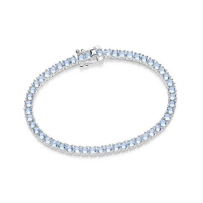 PULSEIRA RIVIERA PRATA 925 COM ZIRCÔNIAS AZUL CLARO. MED 17CM ROMMANEL 850102