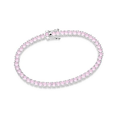PULSEIRA RIVIERA PRATA 925 COM ZIRCÔNIAS ROSA CLARO. MED 17CM ROMMANEL 850103