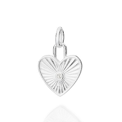 PINGENTE PRATA 925 CORAÇÃO CADEADO COM ZIRCÔNIAS. MED 2,3CM ROMMANEL 840260