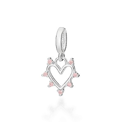 PINGENTE PRATA 925 CORAÇÃO COM ZIRCÔNIAS ROSA CLARO. MED 2CM ROMMANEL 840263