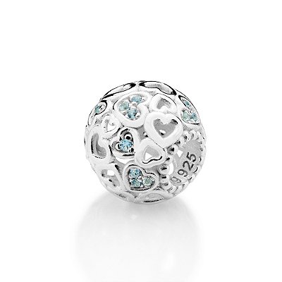 BERLOQUE PASSANTE PRATA 925 BOLA COM ZIRCÔNIAS AZUL CLARO. MED 1,1CM ROMMANEL 840264
