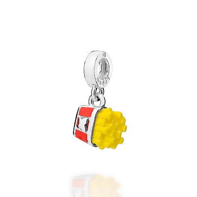 BERLOQUE BATATA FRITA PRATA 925 COM RESINA COLORIDO. MED 1,8CM ROMMANEL 840272