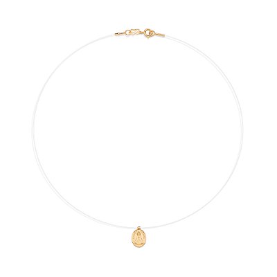 GARGANTILHA FIO DE NYLON FOLHEADO A OURO NOSSA SENHORA APARECIDA. MED 40/42CM ROMMANEL 532574