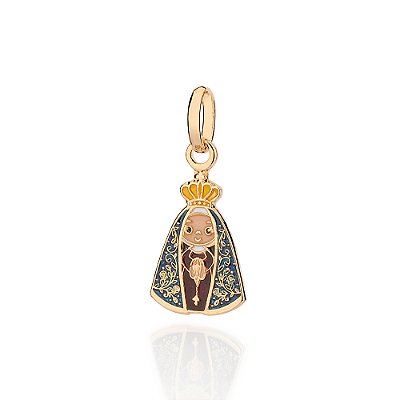 PINGENTE NOSSA SENHORA APARECIDA FOLHEADO A OURO COM APLIQUE DE RESINA. MED 2,3CM ROMMANEL 542910