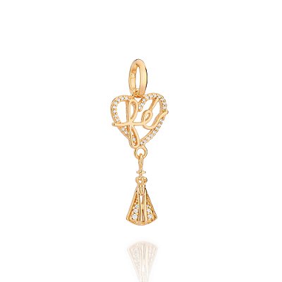 PINGENTE CORAÇÃO FOLHEADO A OURO FÉ COM NOSSA SENHORA APARECIDA. MED 3,6CM ROMMANEL 542914