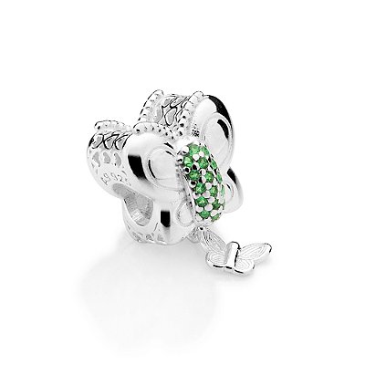 BERLOQUE PASSANTE PRATA 925 BORBOLETA COM ZIRCÔNIAS VERDE. MED 1,9CM ROMMANEL 840283