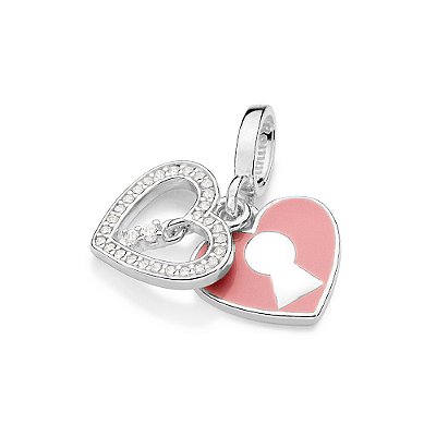 PINGENTE DUPLO PRATA 925 CORAÇÃO COM RESINA E ZIRCÔNIAS. MED 2,1CM ROMMANEL 840247