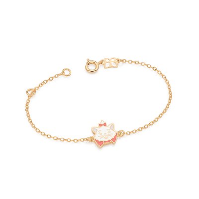 PULSEIRA FOLHEADO A OURO GATA MARIE COM APLICAÇÃO DE RESINA. MED 16CM ROMMANEL 552215