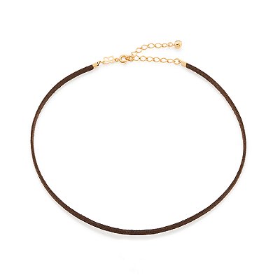 GARGANTILHA CHOKER FOLHEADO A OURO DE COURO SINTÉTICO 42CM ROMMANEL 532617