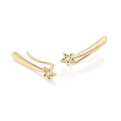 EAR CUFF FOLHEADO A OURO VARINHA DE CONDÃO COM ZIRCÔNIAS. MED 2,1CM ROMMANEL 527537