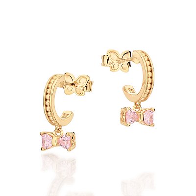 ARGOLA FOLHEADO A OURO LAÇO COM ZIRCÔNIAS. MED 1,5CM ROMMANEL 527536