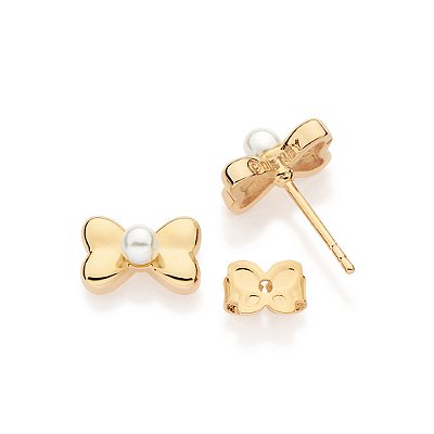 BRINCO INFANTIL FOLHEADO A OURO LAÇO COM PÉROLAS. MED 0,9CM ROMMANEL 527525