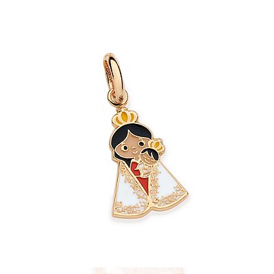 PINGENTE FOLHEADO A OURO N. S. DE NAZARÉ COM APLIQUE DE RESINA. MED 2,4CM ROMMANEL 542964