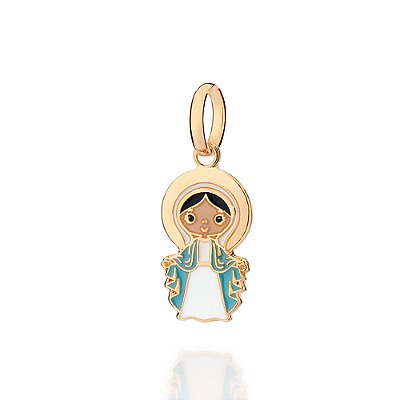 PINGENTE FOLHEADO A OURO N. S. DE FÁTIMA COM APLICAÇÃO DE RESINA. MED 2,3CM ROMMANEL 542924