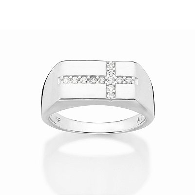 ANEL PRATA 925 CRUZ COM ZIRCÔNIAS ROMMANEL 810375
