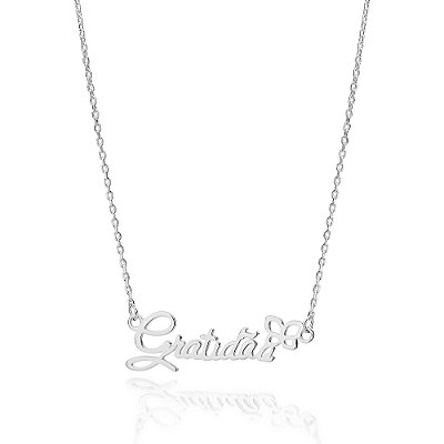 GARGANTILHA GRATIDÃO PRATA 925 COM BORBOLETA. MED 50CM ROMMANEL 830100